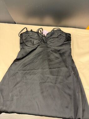 Wild Fable Black Satin Slip Dress with Spaghetti Straps size small new black dre
